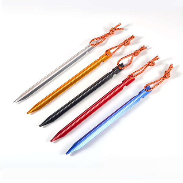 Set Aluminum Tent Pegs 18 cm with Rope - Image 3