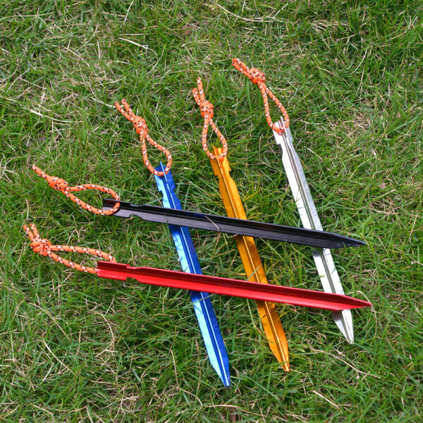 Set Aluminum Tent Pegs 18 cm with Rope - Image 7